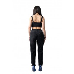 Blugi Dama Negri Marime Mare Mom Fit Semi vatuti Blugi Dama Negri Marime Mare Mom Fit Semi vatuti