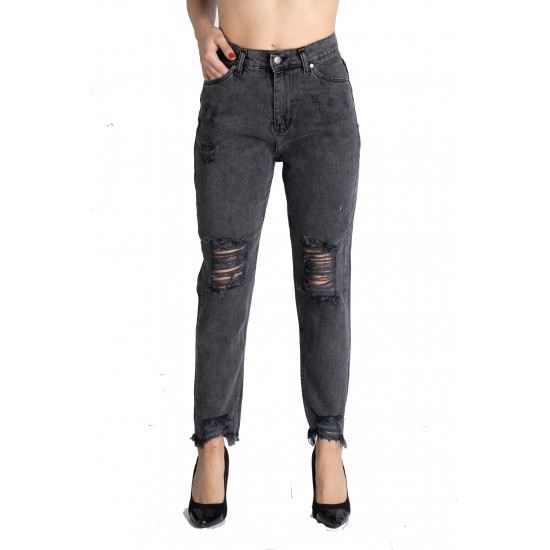 Blugi Mom Fit Dama Gri-Negru Blugi Mom Fit Dama Gri-Negru