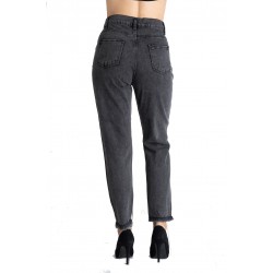 Blugi Mom Fit Dama Gri-Negru