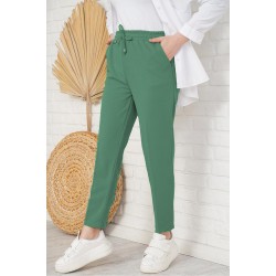 Pantaloni Dama Gabriella Cu Elastic In Talie, Verde Inchis