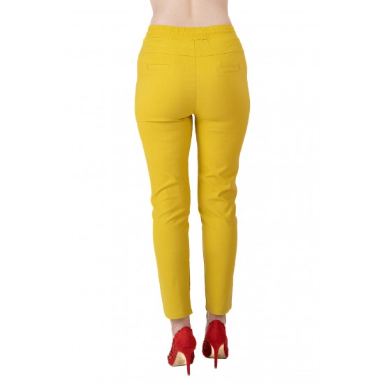Pantaloni Jasmine Dama Cu Siret In Talie ,Galben Mustar