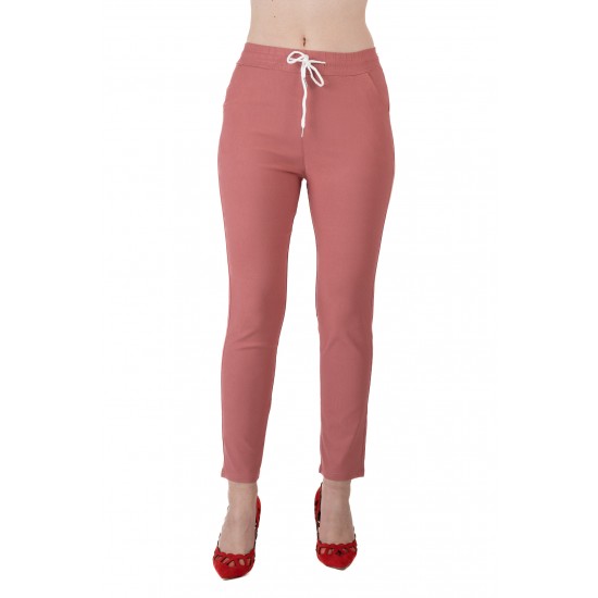 Pantaloni Jasmine Dama Cu Siret In Talie ,Roz