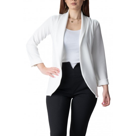 Compleu Dama Din 2 Piese cu Pantaloni Negri Si Sacou Alb Tip Blazer Compleu Dama Din 2 Piese cu Pantaloni Negri Si Sacou Alb Tip Blazer