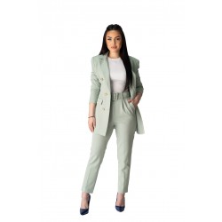 Costum Dama Din 2 Piese cu Pantaloni Si Sacou Verde Menta