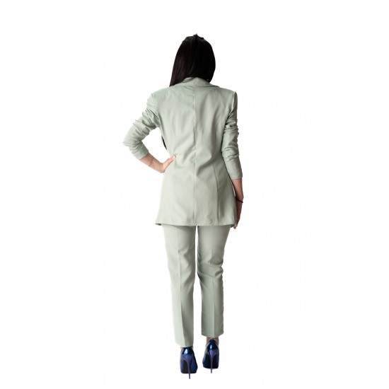 Costum Dama Din 2 Piese cu Pantaloni Si Sacou Verde Menta Costum Dama Din 2 Piese cu Pantaloni Si Sacou Verde Menta