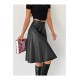Fusta din piele ecologica de culoare neagra, tip clos, Eleanor Fusta din piele ecologica de culoare neagra, tip clos, Eleanor
