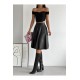 Fusta din piele ecologica de culoare neagra, tip clos, Eleanor Fusta din piele ecologica de culoare neagra, tip clos, Eleanor