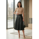 Fustă midi neagra din piele ecologică – mărime mare, talie elastică și curea inclusă one size
