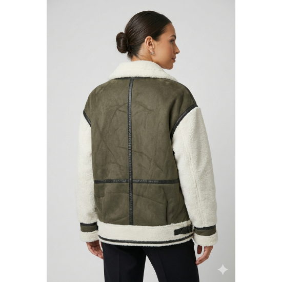 Jachetă Shearling Oversize – Mărime Unică, Stil Premium Kaki