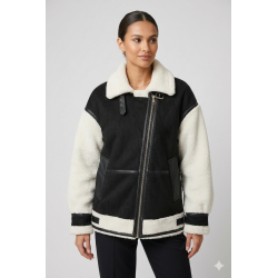 Jachetă Shearling Oversize – Mărime Unică, Stil Premium Negru