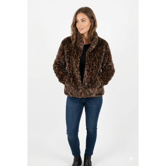 Jachetă Leopard Blana artificiala– Mărimea XL, Călduroasă și Ultra‑Stylish