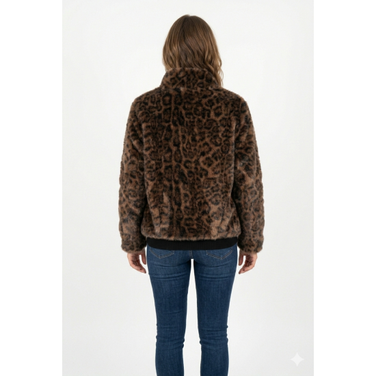 Jachetă Leopard Blana artificiala– Mărimea XL, Călduroasă și Ultra‑Stylish