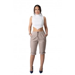 Pantaloni Dama 3/4 Marime Mare Crem