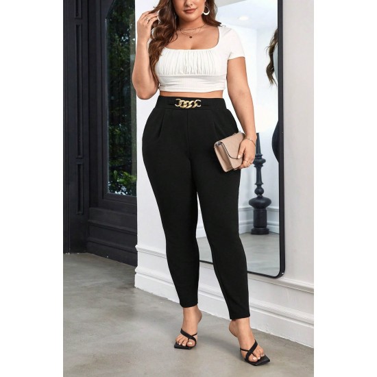 Pantaloni Dama Marime Mare Eleganti Ophelia Negri