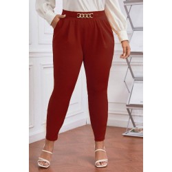 Pantaloni Dama Marime Mare Eleganti Ophelia Rosu