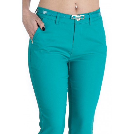 Pantaloni Alyssa Albastru Turcoaz Eleganti Marime Mare Pantaloni Alyssa Albastru Turcoaz Eleganti Marime Mare