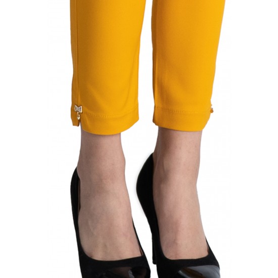  Pantaloni Alyssa Galbeni Mustar Eleganti Marime Mare