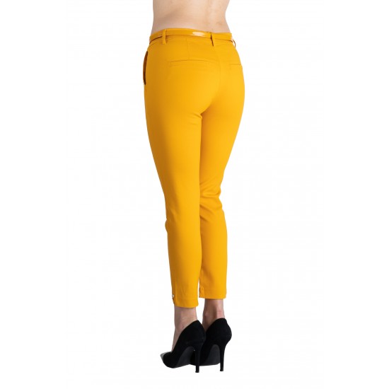  Pantaloni Alyssa Galbeni Mustar Eleganti Marime Mare