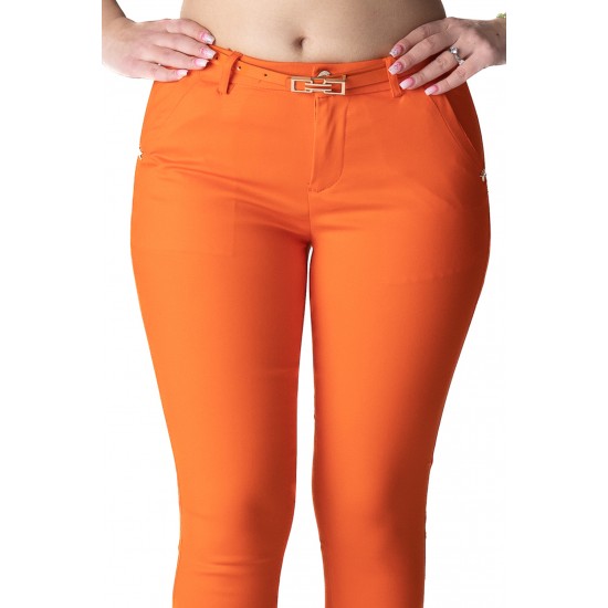 Pantaloni Alyssa Portocaliu Eleganti Marime Mare