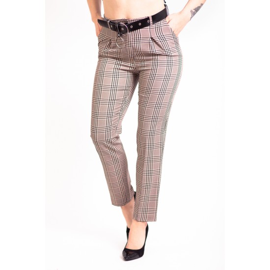 Pantaloni eleganti dama Dody crem carouri Pantaloni eleganti dama Dody crem carouri