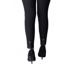 Pantaloni Dama Eleganti Negri cu Strasuri Funda la Tiv, Gloria