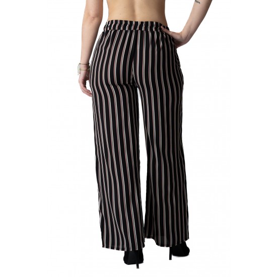 Pantaloni Dama Negri Cu Alb Roz Dungi Larg De Vara Pantaloni Dama Negri Cu Alb Roz Dungi Larg De Vara