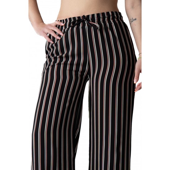 Pantaloni Dama Negri Cu Alb Roz Dungi Larg De Vara Pantaloni Dama Negri Cu Alb Roz Dungi Larg De Vara