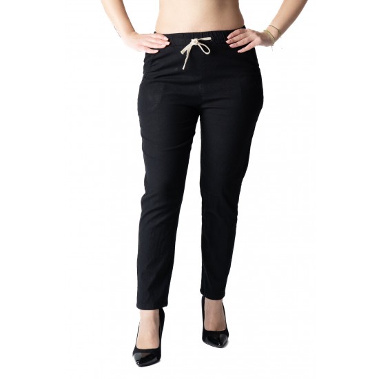 Pantaloni Dama Antonia din bumbac răcoros de vara  Negri