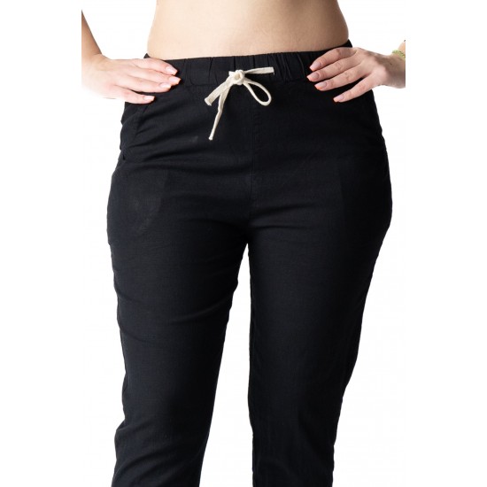 Pantaloni Dama Antonia din bumbac răcoros de vara  Negri