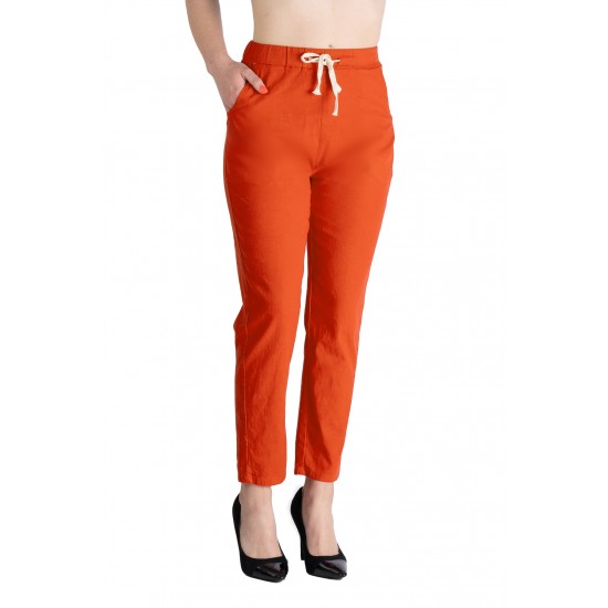 Pantaloni Dama Antonia Din Bumbac Racoros De Vara, Portocaliu