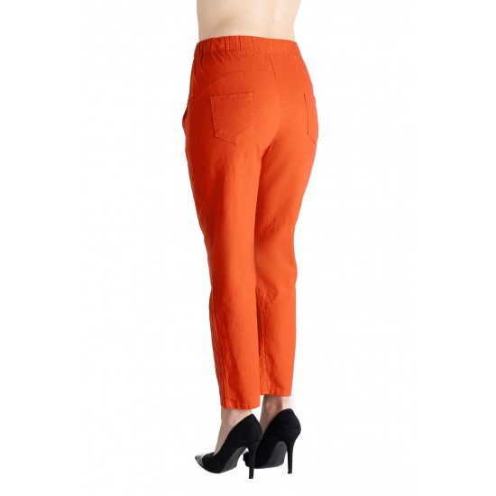 Pantaloni Dama Antonia Din Bumbac Racoros De Vara, Portocaliu