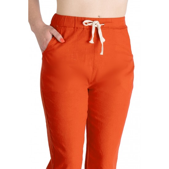 Pantaloni Dama Antonia Din Bumbac Racoros De Vara, Portocaliu