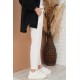 Pantaloni Dama Gabriella Cu Elastic In Talie, Albi