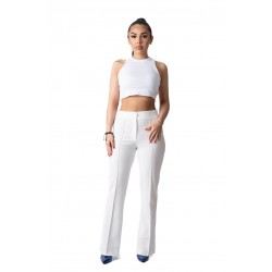 Pantaloni Eleganti Albi cu Talie Inalta Madelyn