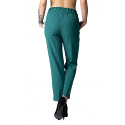 Pantaloni Dama Savannah Cu Elastic In Talie, Verde Inchis