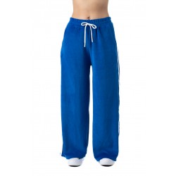 Pantaloni Trening Albastru din Catifea Pufoasa Marime Mare Largi