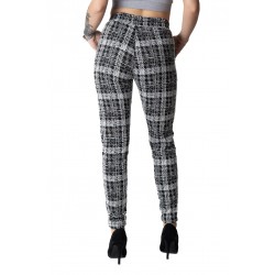 Pantaloni Casual Alb negru Cordon Talie Andra