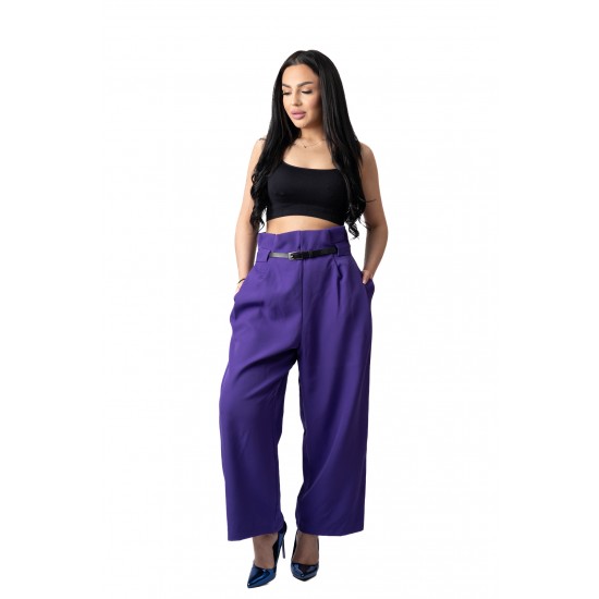 Pantaloni Eleganti Largi Mov cu Talie Inalta Elisabetta Pantaloni Eleganti Largi Mov cu Talie Inalta Elisabetta