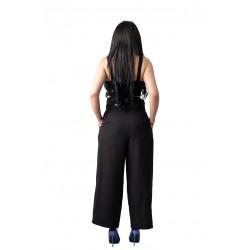 Pantaloni Eleganti Largi Negri cu Talie Inalta Elisabetta