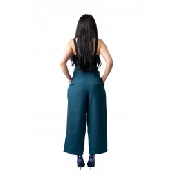 Pantaloni Eleganti Largi Verde cu Talie Inalta Elisabetta