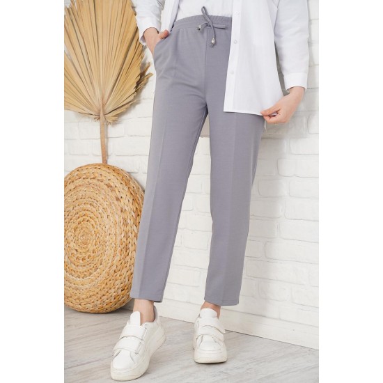 Pantaloni Dama Gabriella Cu Elastic In Talie, Gri Pantaloni Dama Gabriella Cu Elastic In Talie, Gri