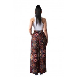 Pantaloni Dama Largi Din Bumbac Multicolor Indira