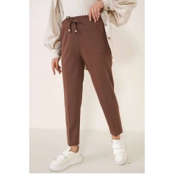 Pantaloni Dama Gabriella Cu Elastic In Talie, Maro Pantaloni Dama Gabriella Cu Elastic In Talie, Maro