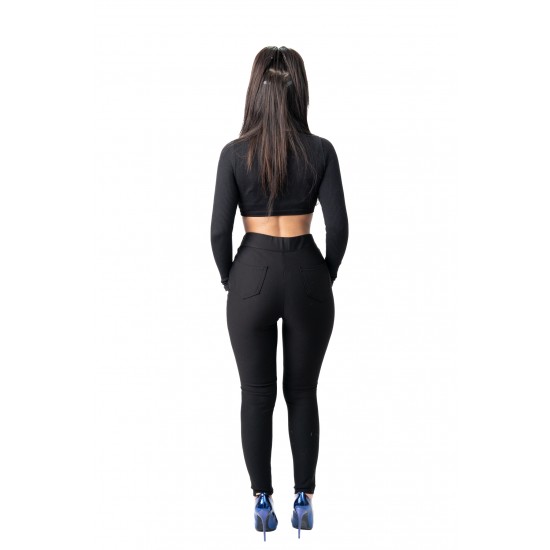Pantaloni Eleganti cu Talie Inalta si Nasturi Fantezie Caroline Pantaloni Eleganti cu Talie Inalta si Nasturi Fantezie Caroline