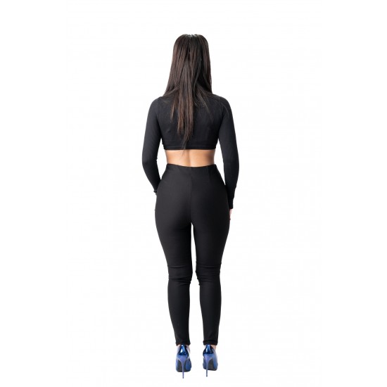 Pantaloni Negri Cu Pliuri In Talie Margaret