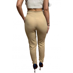 Pantaloni Cu Pliuri In Talie Crem Valeria
