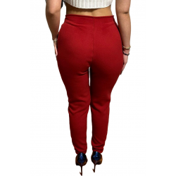 Pantaloni Cu Pliuri In Talie Rosu Valeria