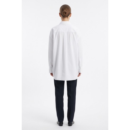 Cămașă Albă Bumbac 100% cu Mărgele Fundă și Guler Elegant Cămașă Albă Bumbac 100% cu Mărgele Fundă și Guler Elegant
