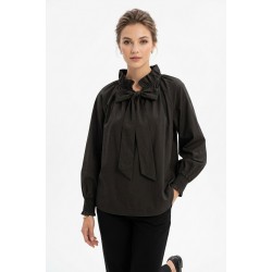 Cămașă Eleganta cu Fundă Maro din Bumbac, Bust 115 - pantalonichic.ro Cămașă Eleganta cu Fundă Maro din Bumbac, Bust 115 - pantalonichic.ro