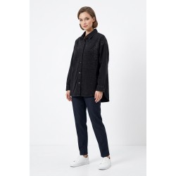 Cămașă Jeans Neagră cu Pietricele Fată & Spate - Chic & Modern Cămașă Jeans Neagră cu Pietricele Fată & Spate - Chic & Modern